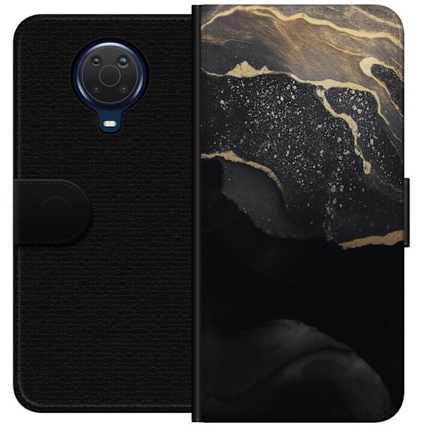 Nokia G20 Tegnebogsetui Sort guld abstrakt