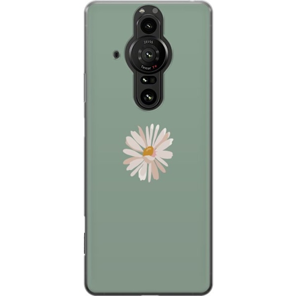 Sony Xperia Pro-I Läpinäkyvä kuori Vihreä Minimalikukka - tyylikäs kukka vihreällä taustalla