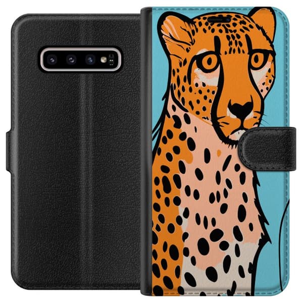 Kompatibelt Lommeboketui til Samsung Galaxy S10+ Overrasket Leopard