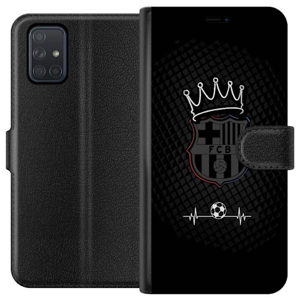 Samsung Galaxy A71 Tegnebogsetui FC Barcelona Emblem Fodboldmotiv Blå Rød Klubmærke Catalonien La Liga Fans Populært Ikonisk