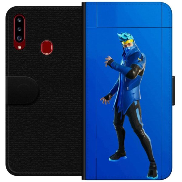 Samsung Galaxy A20s Plånboksfodral Fortnite - Ninja Blue