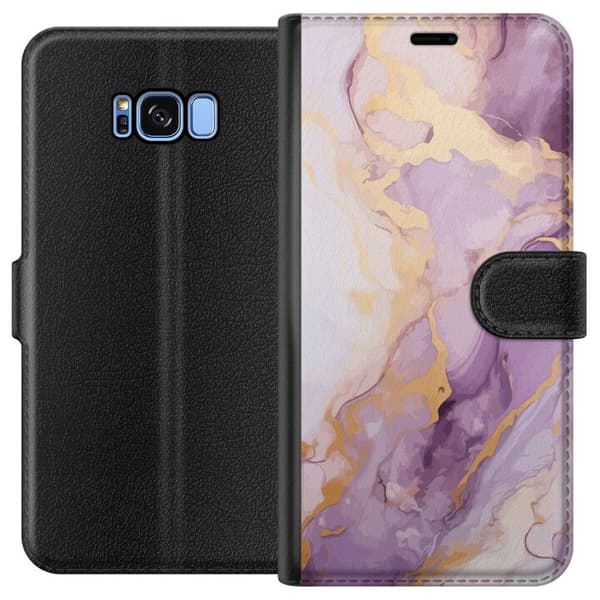 Kompatibelt Plånboksfodral till Samsung Galaxy S8 Marmor Lila Guld