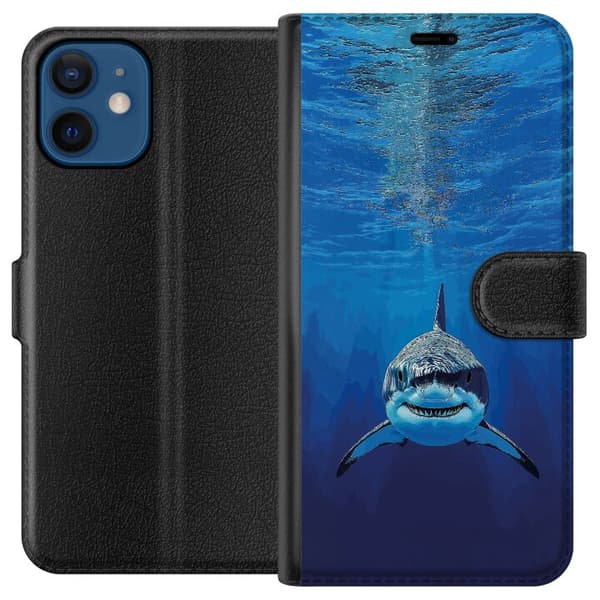 Kompatibelt Plånboksfodral till Apple iPhone 12 mini Närbild av en vithaj under vattnet blå