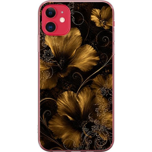 Kompatibelt Mobildeksel til Apple iPhone 11 Gylden Noir-blomstring svart