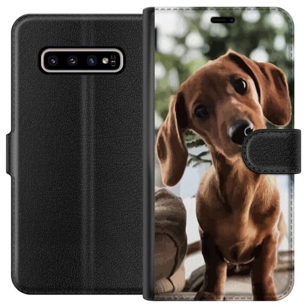 Kompatibel Tegnebogsetui til Samsung Galaxy S10+ Ung Hund
