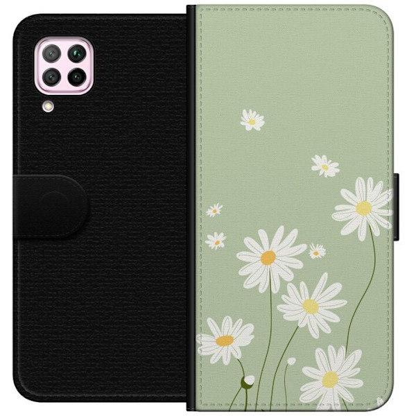 Huawei P40 lite Plånboksfodral Prästkragar – blommigt mönster i svensk sommarstil