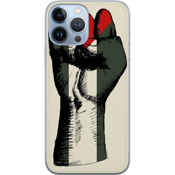 Apple iPhone 13 Pro Max Genomskinligt Skal Hand knuten i Palestinas färger – kraftfull symbol för frihetsrörelsen