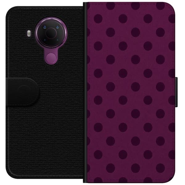 Kompatibel Tegnebogsetui til Nokia 5.4 Blomme Popprikker lilla