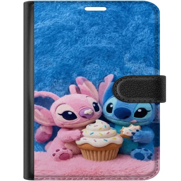 Kompatibel Tegnebogsetui til Apple iPhone Duo Søde blå og lyserøde figurer med stor cupcake og krymmel pink