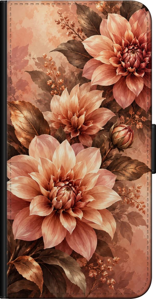 Kompatibel Tegnebogsetui til Xiaomi Redmi Note 9 Pro Kobberdahliaer orange