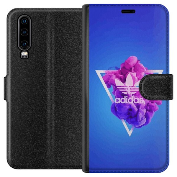Huawei P30 Plånboksfodral Adidas-inspirerad blå design – s