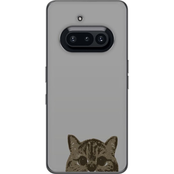 Nothing Phone (3a) Genomskinligt Skal Grå Kattblick – stilren kattdesign med grå bakgrund