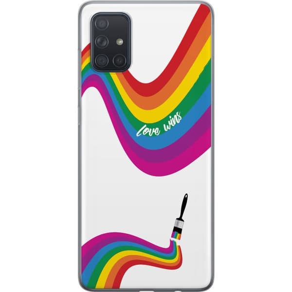 Kompatibelt Mobildeksel til Samsung Galaxy A71 Kjærlighet vinner med regnbuefarger og pensel