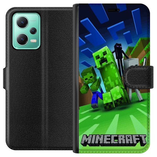 Xiaomi Redmi Note 12 Plånboksfodral Minecraft Creeper mobilskal i klassisk grön pixelstil