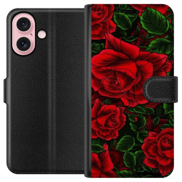Kompatibel Tegnebogsetui til Apple iPhone 16 Blomster