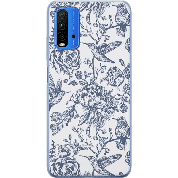 Xiaomi Redmi 9T Läpinäkyvä kuori Kukat & Linnut - Romanttin