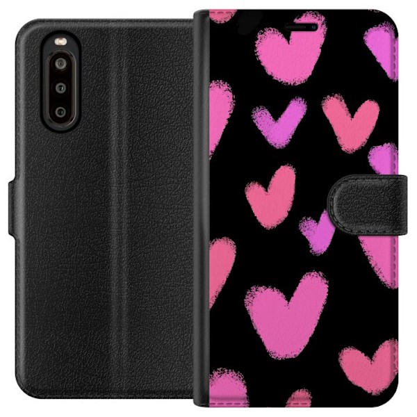 Sony Xperia 10 II Tegnebogsetui Store Hjerter