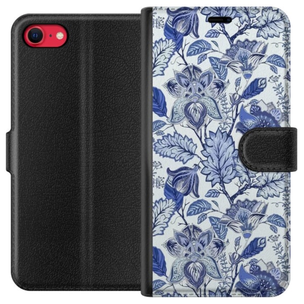 Apple iPhone 7 Plånboksfodral Blommor Blå...