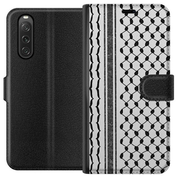 Sony Xperia 10 V Lompakkokotelo Palestiinalainen kuvio - perinteiseen tyyliin inspiroima keffiyeh-kangas