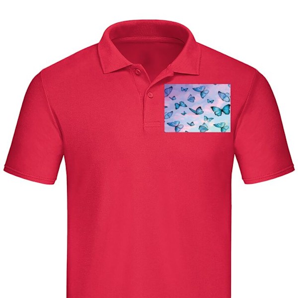 Poloshirt til Voksen | Elegant Poloshirt Sommerfugle Rød XX-Large