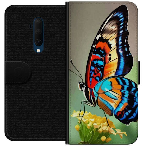 OnePlus 7T Pro Plånboksfodral Fjäril Natur Sommar Motiv Vingar Färgstark Design Populär Dekor Grafiskt Exotiskt Tema