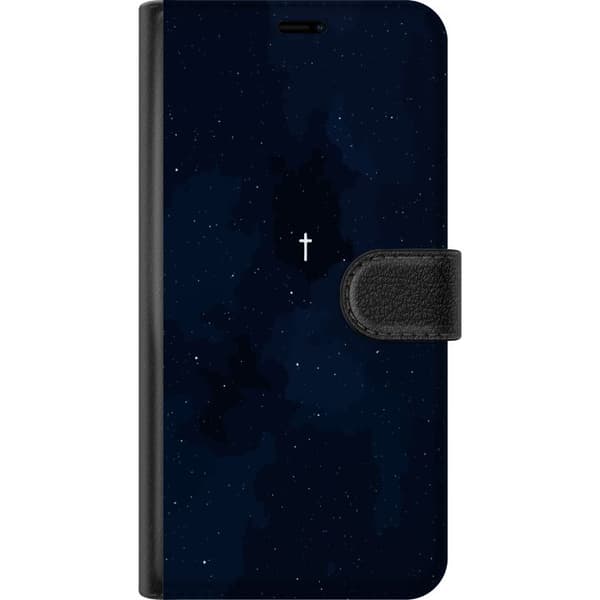 Kompatibelt Lommeboketui til Xiaomi Redmi Note 9 Vitt kors på stjärnhimmel blå