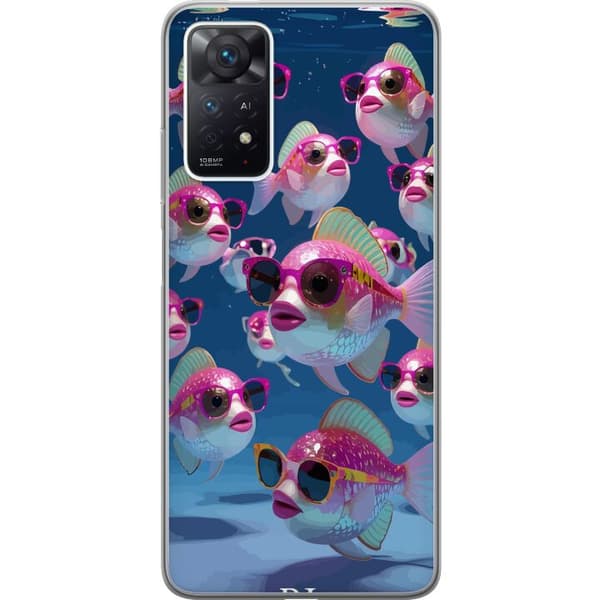 Kompatibelt Mobildeksel til Xiaomi Redmi Note 11 Pro Fiskar med solglasögon blå