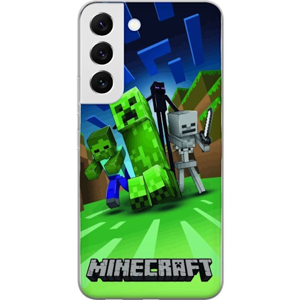 Samsung Galaxy S22 5G Gennemsigtig cover Minecraft Creeper mobilskal i klassisk grön pixelstil