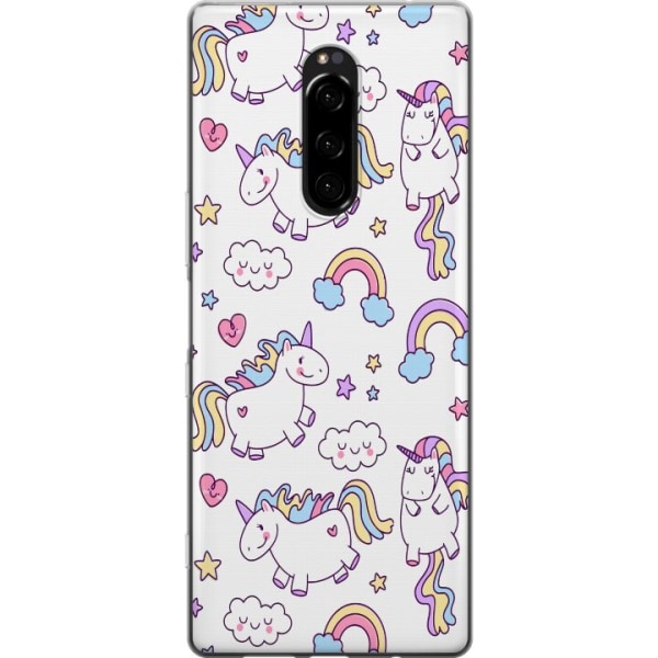 Sony Xperia 1 Gennemsigtig cover Unicorn Mønster