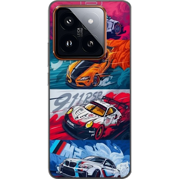 Xiaomi 14 Pro Läpinäkyvä kuori Nopeat Autot - Piirretty Kuv