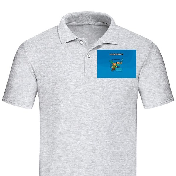 Piké för Vuxen | Elegant Pikétröja Minecraft Caves Grå Medium