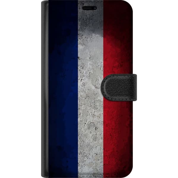 Kompatibel Tegnebogsetui til Google Pixel 8a Fransk flag med rå beton tekstur og moderne design blå
