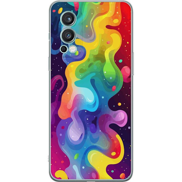 OnePlus Nord 2 5G Gennemsigtig cover Farvesplask Abstrakt Kunst Design Farverigt Mønster Moderne Populær Vægkunst Grafisk Trend