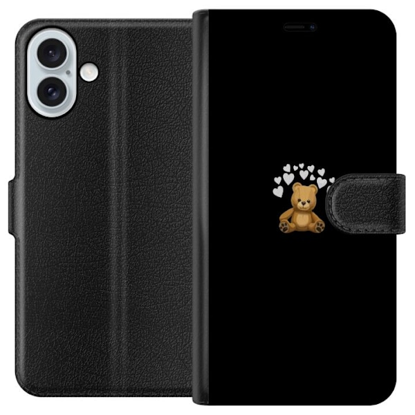 Apple iPhone 16 Plus Lompakkokotelo Teddykarhu sydän