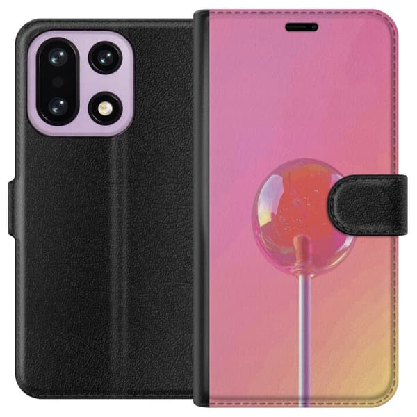 Kompatibel Tegnebogsetui til OnePlus 15 Blank lyserød pinde mod blød pastelbaggrund pink
