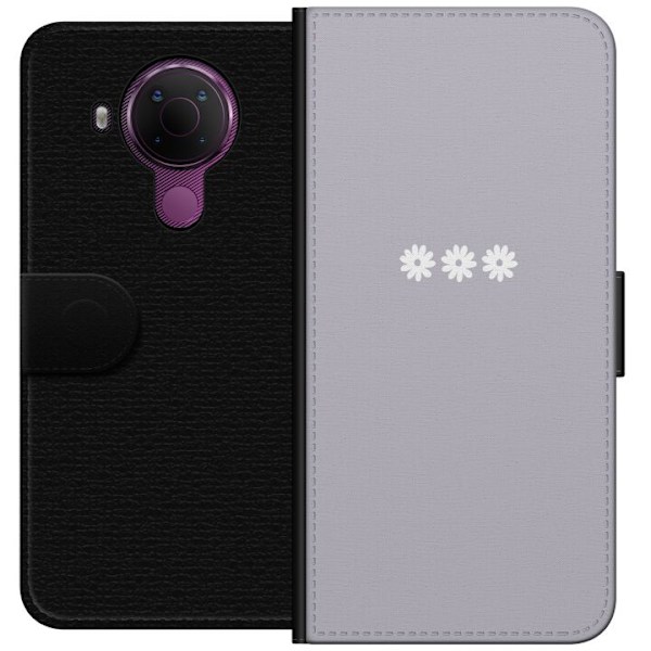Nokia 5.4 Lompakkokotelo Lila Blomminimalismi - tyylikäs kukkakuva lila taustalla