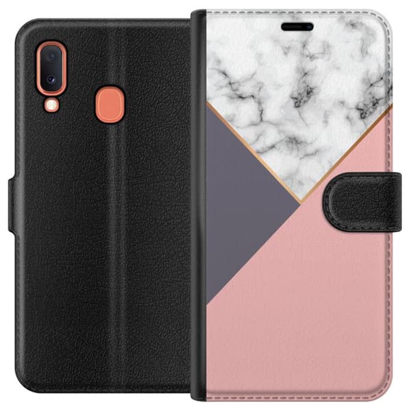 Kompatibelt Plånboksfodral till Samsung Galaxy A20e Marble Cut