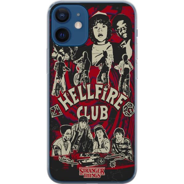 Kompatibelt Mobildeksel til Apple iPhone 12 mini Hellfire Club-collage med Stranger Things-karakterer og sykler