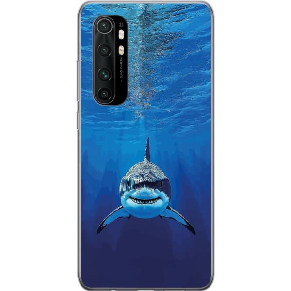 Kompatibelt Mobilskal till Xiaomi Mi Note 10 Lite Närbild av en vithaj under vattnet blå