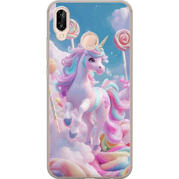 Huawei P20 lite Läpinäkyvä kuori Yksisarvinen Candy Pastel Kawaii Suunnittelu Söpö Suosittu Väri Graafinen Trendi Lapsen Teema Fantasia Taide