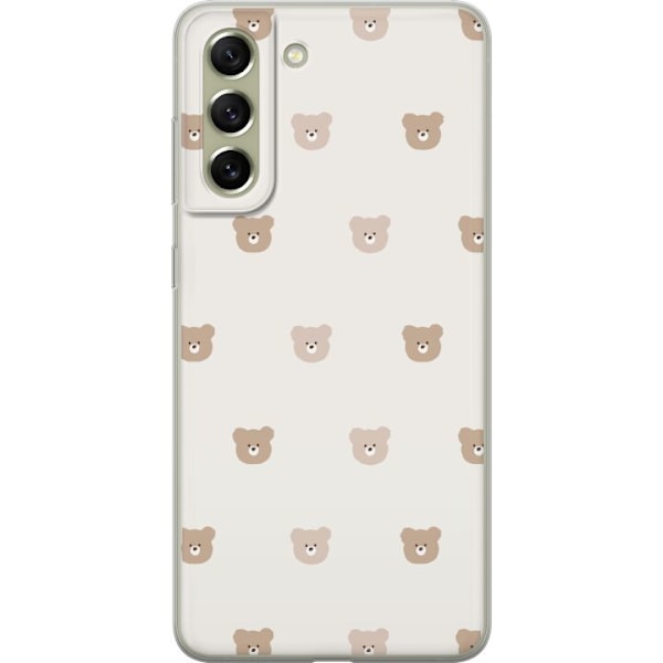 Samsung Galaxy S21 FE 5G Läpinäkyvä kuori Teddy-tausta - söpöt teddykarhut pehmeällä taustalla