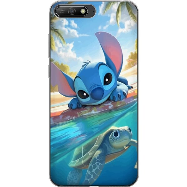 Huawei Y6 (2018) Genomskinligt Skal Stitch med sköldpadda –