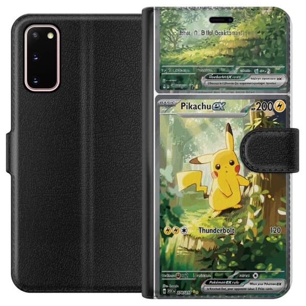 Kompatibel Tegnebogsetui til Samsung Galaxy S20 Pikachu grøn