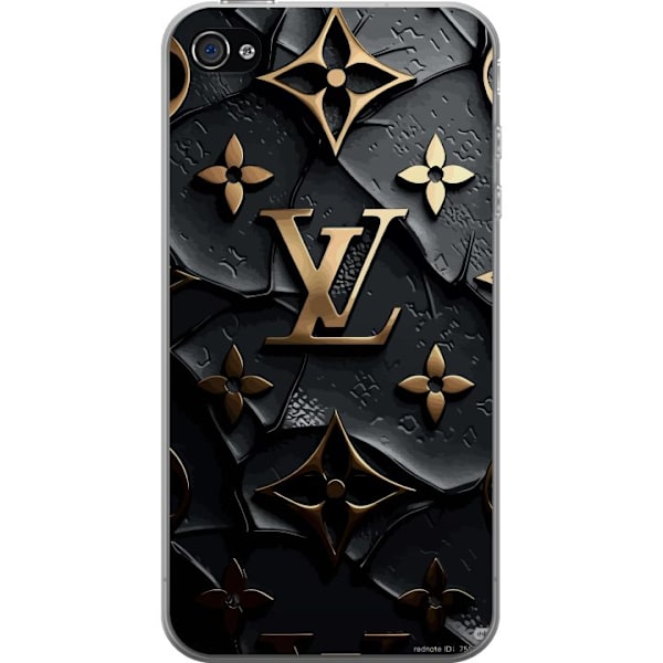 Apple iPhone 4 Gennemsigtig cover Louis Vuitton Mørk Tilstand Design Sort Luksus Stil Mode Populær Grafisk Mønster Modeikon Luksusmærke