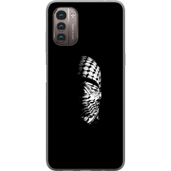 Nokia G21 Läpinäkyvä kuori Keffiyeh-kuviointi - klassinen palestiinalainen mustavalkoinen shaali, jolla on kulttuurinen merkitys