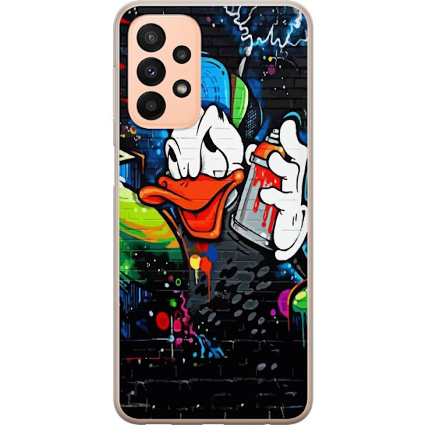Samsung Galaxy A23 Genomskinligt Skal Kalle Anka Graffiti Disney Design Roligt Barn Motiv Färg Grafisk Populär Serie Ikonisk Disneyfigur