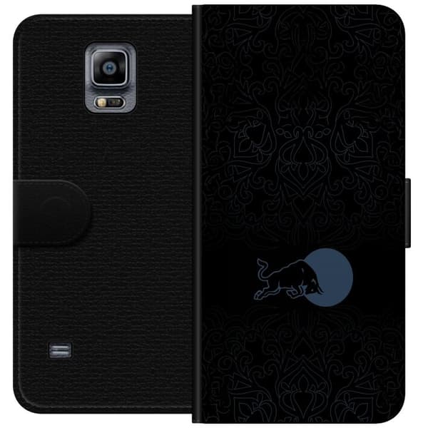 Kompatibel Tegnebogsetui til Samsung Galaxy Note 4 Mørk minimalistisk tyr foran fuldmåne sort
