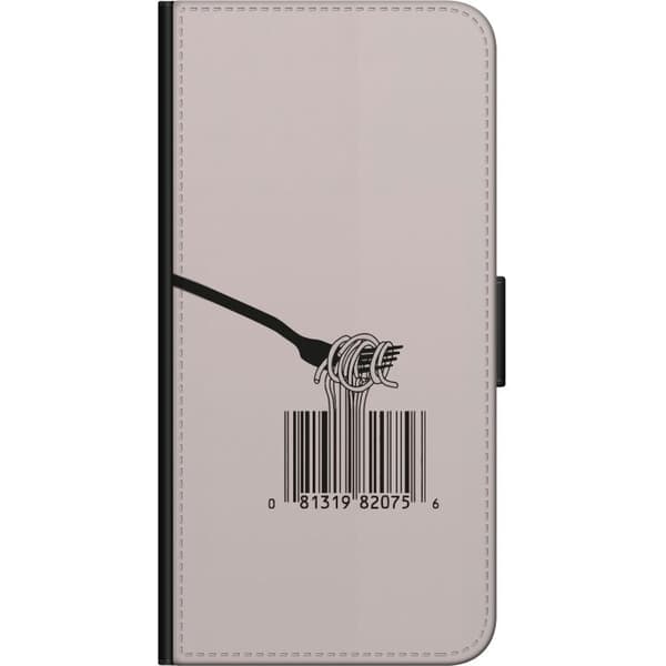 Kompatibelt Lommeboketui til Xiaomi Redmi Note 9S Spaghetti och streckkod beige