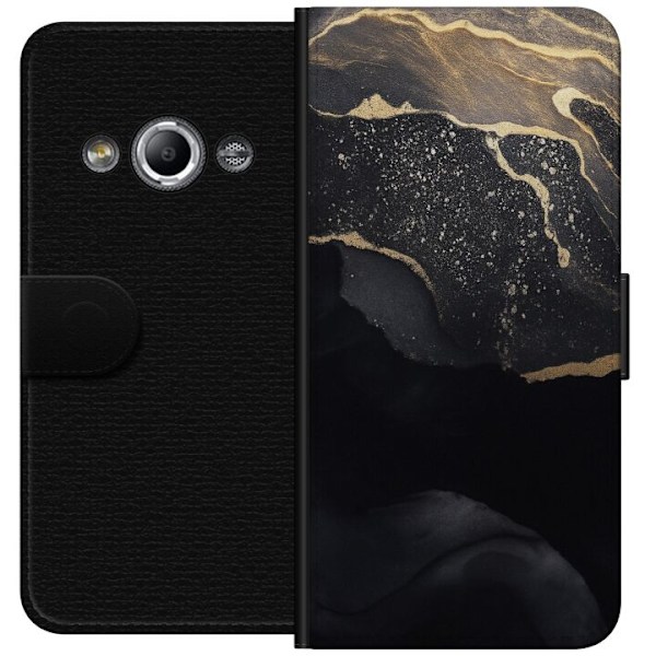 Samsung Galaxy Xcover 3 Tegnebogsetui Sort guld abstrakt
