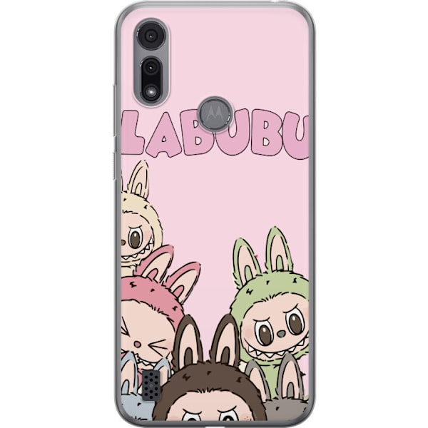 Motorola Moto E6i Genomskinligt Skal Labubu Pop Mart Karaktärer Figurer Samlarobjekt Populär Figurserie Design Pop Mart Toy Art Motiv